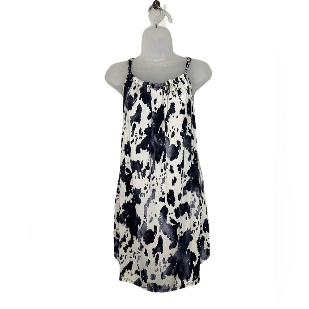 Casual A Line Tank Mini Sundress Dress Animal Cow Print Pockets 2XL 3XL